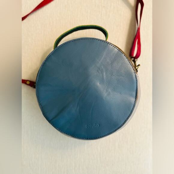 Soruka Pink, Teal, Maroon & Gray Crossbody Purse w/ Dusting Bag. NWOT - Picture 3 of 12